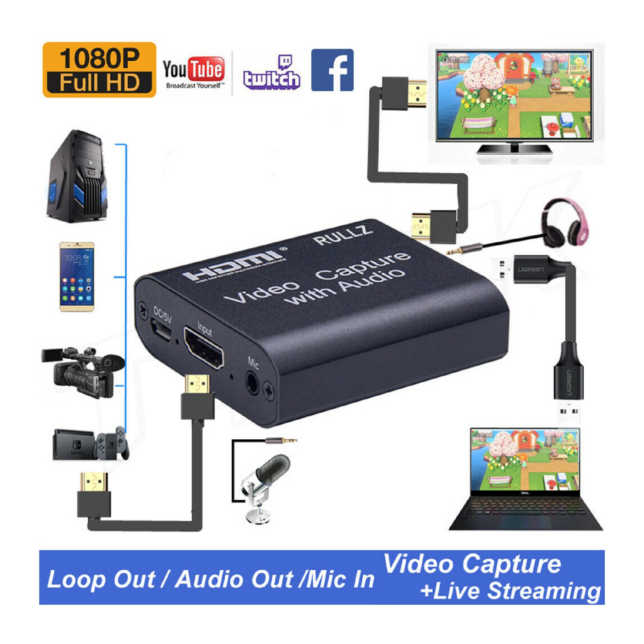 รูปภาพเพิ่มเติมเกี่ยวกับ JW-10 ได้ทั้งภาพและเสียง USB HDMI 4K 1080P Video Capture Card Device 1080P USB2.0(มีรูไมค์/หูฟัง)(แถมสาย USB) HD Capture