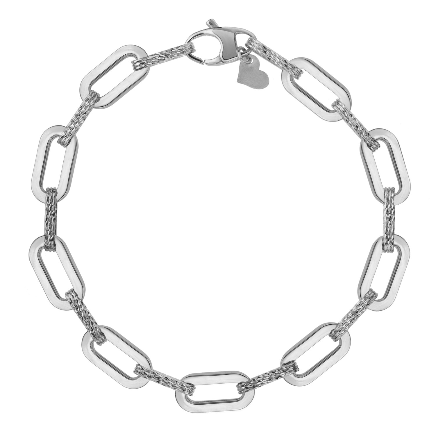 Nathalias Ny 14K Genuine White Gold Bracelet, Paperclip Chain Design, Size 7 Mm. Paperclip Chain Bracelet