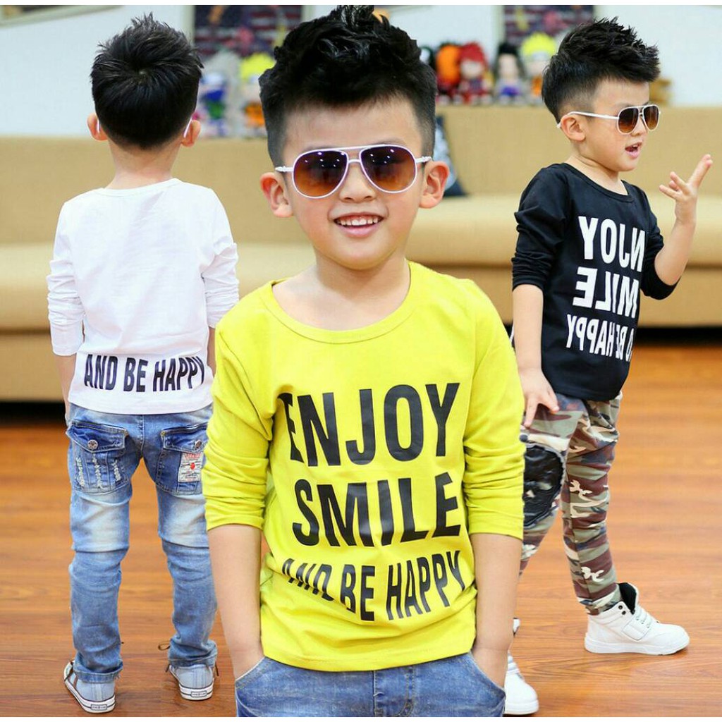 ♥️ เสื้อแขนยาวเด็ก ENJOY SMILE ผ้าคอตตอน 100% ผ้า นุ่มมากกก ใส่สบายเว่อร์ ผ้าไม่หนามาก ใส่หล่อได้ทุกวันเลยจ้าาา