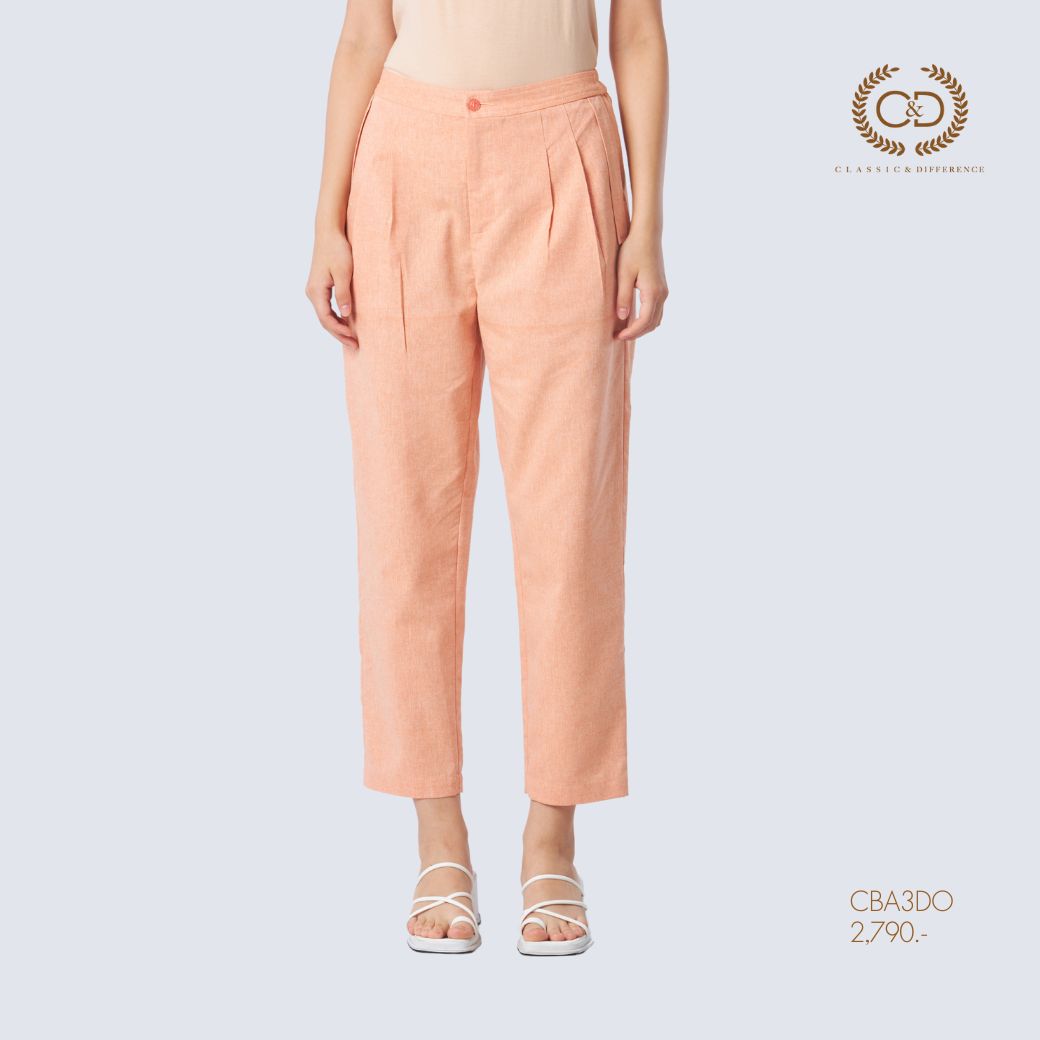 C&D woman's pants RE-LOOP Linen chambray กางเกงผู้หญิง ขาห้าส่วน ปลายขาแคบ สีส้ม CBA3DO ราคา 2,762 บาท*ส่งฟรี