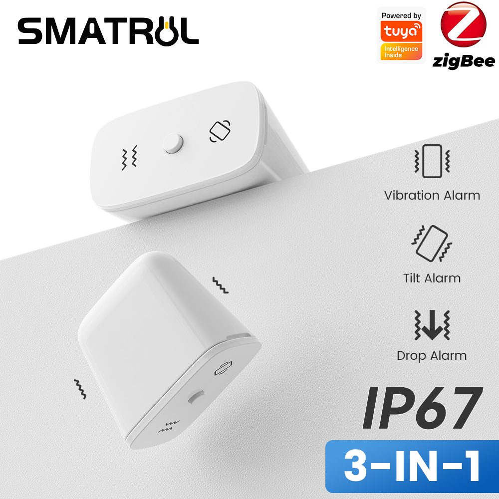 Smatrul Zigbee Tuya Smart Home Vibration Alarm, Tilt Sensor, Glass Break Sensor, Shock Detector, Window Alarm, Ip67 Waterproof Dustproof ราคา 269 บาท*ส่งฟรี