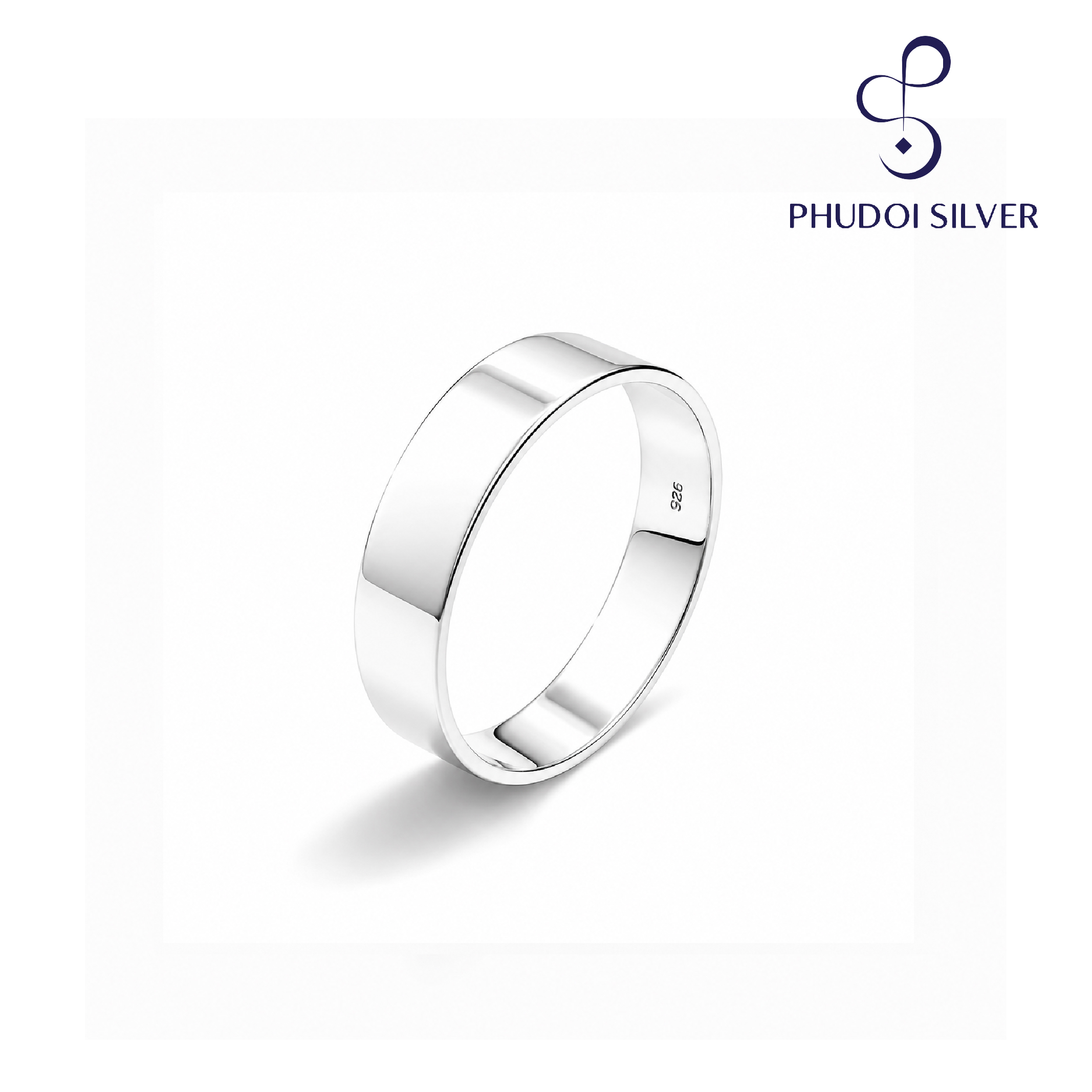 Genuine 92.5 Silver Ring (Genuine Ring All Around, Not Plated Silver) Smooth Surface, 5 mm Wide, Price from the Factory, Not Peeling, Not Blackening, with a Guarantee Certificate. ราคา 575 บาท*ส่งฟรี