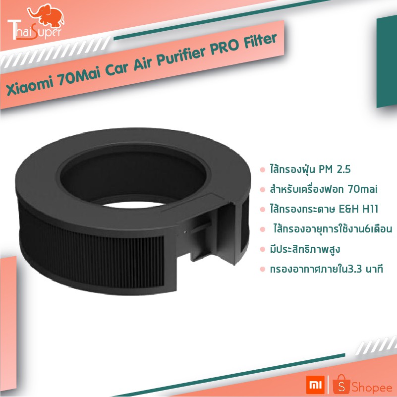 สุดคุ้ม Xiaomi 70Mai Car Air Purifier PRO Filter (PM 2.5) ไส้กรองฝุ่น PM 2.5 สำหรับเครื่องฟอกอากาศในรถ 70mai Air purifier Proเครื่องฟอกอากาศ