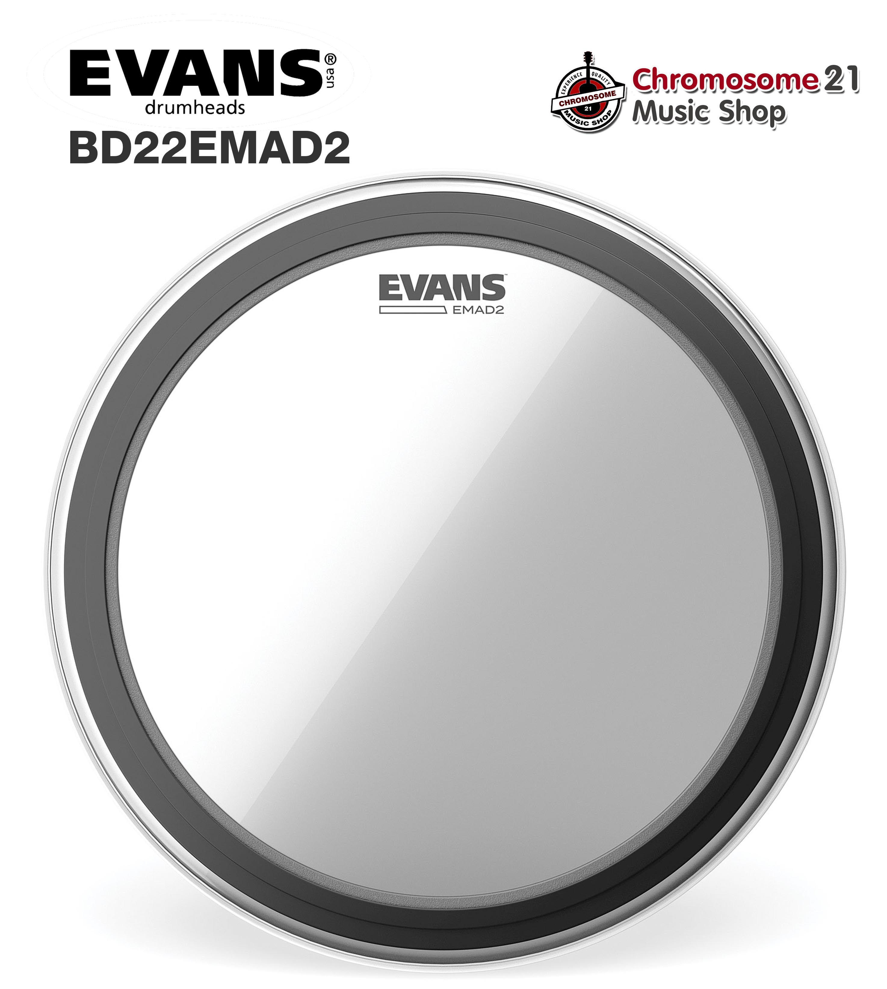 หนังกลองกระเดื่อง Evans BD22EMAD2 Emad2 ขนาด22 นิ้ว หนาสองชั้น เสียงพุงและโฟกัส ราคา 1,850 บาท*ส่งฟรี