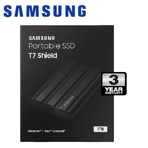 หน่วยความจำ SSD Solid State Drive Samsung 1TB T7 Shield Portable USB3.2 (สีดำ) ราคา 11,999 บาท*ส่งฟรี