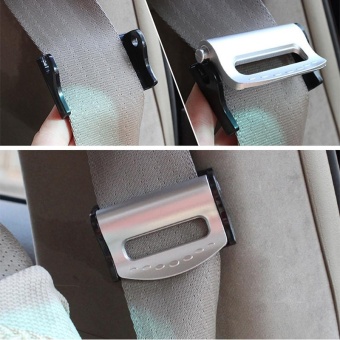 2pcs Car Safety Belt Clips Seat Belt Buckle Safety Stopper Belt Clips for Auto Car Vehicles Silver - intl
