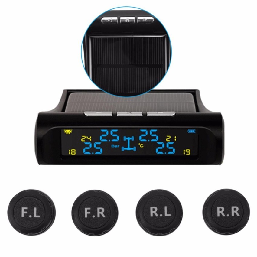 AirBuy Solar Wireless TPMS Tyre Tire Pressure Monitor System+4 External Sensors MA1075 - intl