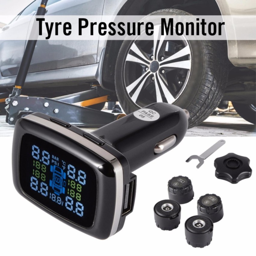 AirBuy Wireless TPMS PSI/BAR Tire Tyre Pressure Temperature Monitor + 4 Sensors MA1057 - intl