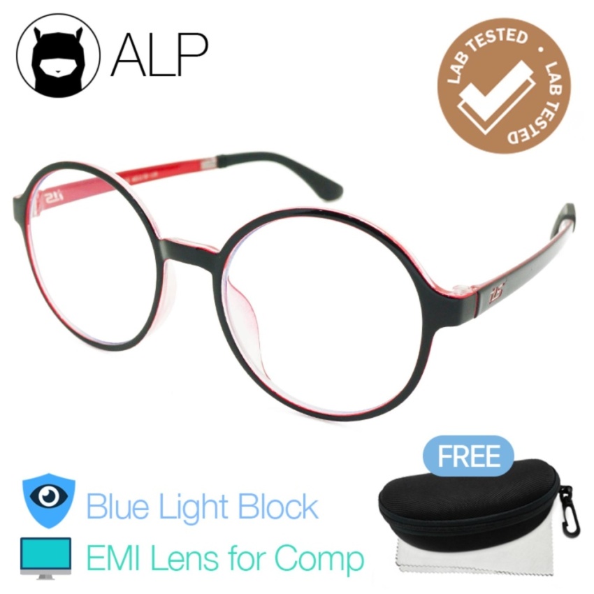ALP EMI Glasses แว่นกรองแสงคอมพิวเตอร์ แว่นกรองแสงสีฟ้า เลนส์ EMI Round Style รุ่น ALP-E015-BKS-RD-EMI (Black/Clear)
