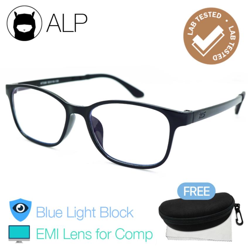 ALP EMI Glasses แว่นกรองแสงคอมพิวเตอร์ แว่นกรองแสงสีฟ้า เลนส์ EMI Square Style รุ่น ALP-E014-BKS-EMI (Black/Clear)