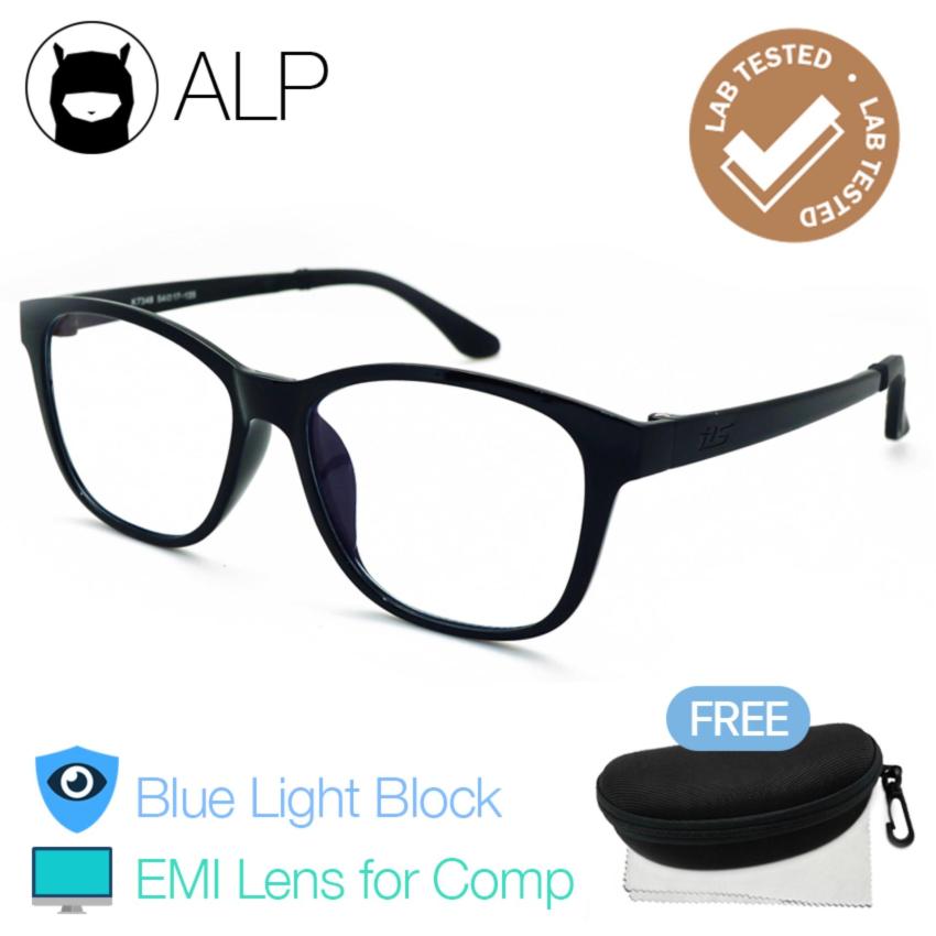 ALP EMI Glasses แว่นกรองแสงคอมพิวเตอร์ แว่นกรองแสงสีฟ้า เลนส์ EMI Square Style รุ่น ALP-E018-BKS-EMI (Black/Clear)