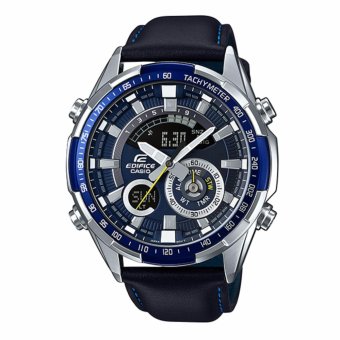 ราคา Casio Edifice นาฬิกาข้อมือผู้ชาย สายหนังสีดำ รุ่น ERA-600L-2AVUDF (หน้าปัดสีน้ำเงิน)