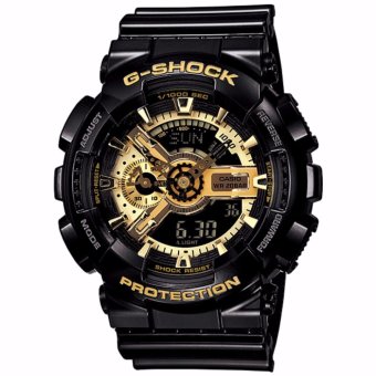 ราคา Casio G-Shock นาฬิกาข้อมือผู้ชายสาย เรซิ่นสีดำ รุ่น GA-110GB-1A (Gold/Black)