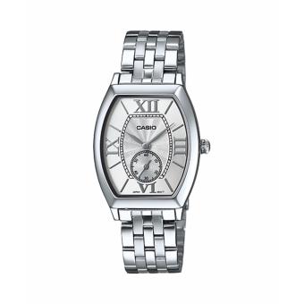 ราคา Casio นาฬิกาข้อมือผู้หญิง สายสแตนเลส รุ่น LTP-E114D-7A - Silver/White รับประกันศูนย์ 1 ปี ของแท้