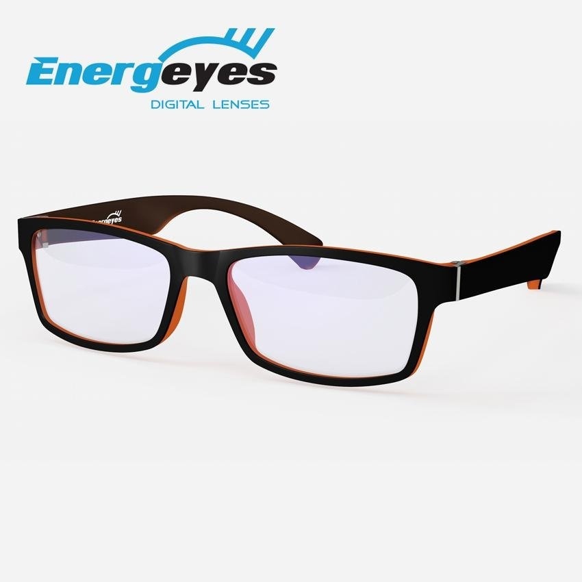 ENERGEYES แว่นกรองแสงถนอมสายตาและลดแสงสีน้ำเงินลง 50% กรอบทรงสี่เหลี่ยมสำหรับผู้ใหญ่ ด้านหน้าสีดำ ด้านหลังสีส้มแทนเจอรีน ENERGEYES แว่นกรองแสงถนอมสายตาและลดแสงสีน้ำเงินลง 50% กรอบทรงสี่เหลี่ยมสำหรับผู้ใหญ่ ด้านหน้าสีดำ ด้านหลังสีส้มแทนเจอรีน