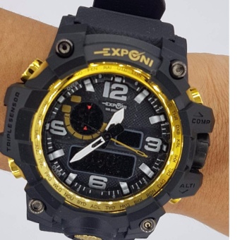 2561 EXPONI 3239นาฬิกาสปอร์ตกันน้ำ100 % กันกระแทก สายยาง สีดำ สำหรับผู้ชื่นชอบการออกกำลังกาย กันน้ำได้ลึก 200 เมตร