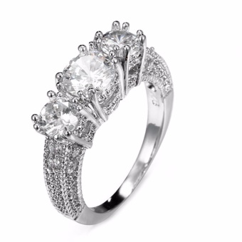 Fancyqube Hot Sale Jewelry Size 6-10 White Sapphire Silver Wedding Band Ring Silver-8 - intl Fancyqube Hot Sale Jewelry Size 6-10 White Sapphire Silver Wedding Band Ring Silver-8 - intl