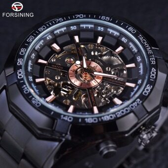Forsining Sport Racing Series Skeleton Stainless Steel Black GoldenDial Men Automatic Watch Forsining Sport Racing Series Skeleton Stainless Steel Black GoldenDial Men Automatic Watch