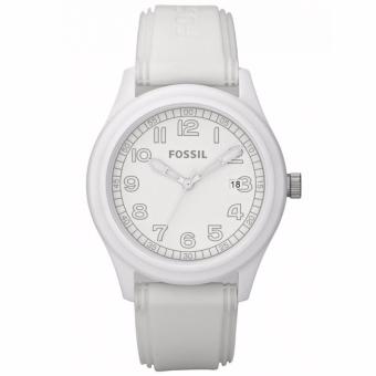 ประเทศไทย Fossil Men s JR1295 Analog Quartz Watch with White Dial-WHITE White Silicone JR1295