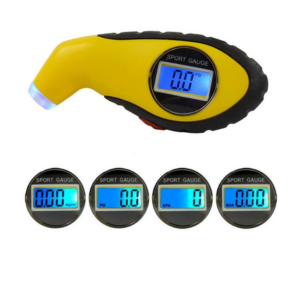 fuskm LCD Screen Digital Tire Tyre Air Pressure Gauge Tester Tool For Auto Car Motorcycle PSI, KPA, BAR (Yellow) - intl