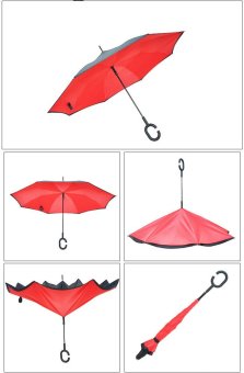 PD Sport ร่มหุบกลับด้านมือจับตัว C (Reverse Umbrella) สีแดง PD Sport ร่มหุบกลับด้านมือจับตัว C (Reverse Umbrella) สีแดง