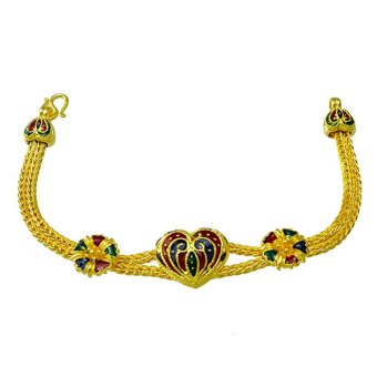 Tfine สร้อยข้อมือหัวใจดอกไม้ลงสีสุโขทัย7นิ้ว Tfine สร้อยข้อมือหัวใจดอกไม้ลงสีสุโขทัย7นิ้ว