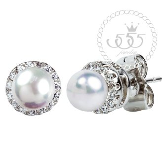 555jewelry เครื่องประดับ ต่างหูสตั๊ดประดับ มุก และ CZ ดีไซน์เรียบหรู รุ่น MNC-BER615-A (สีเงิน) 555jewelry เครื่องประดับ ต่างหูสตั๊ดประดับ มุก และ CZ ดีไซน์เรียบหรู รุ่น MNC-BER615-A (สีเงิน)