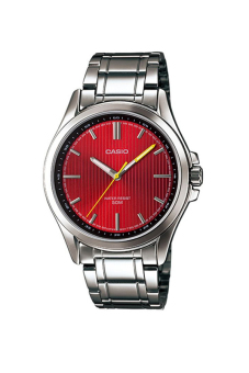 Casio Standard นาฬิกาข้อมือ สายสแตนเลส รุ่น MTP-E104D-4AVDF - Silver/Red Casio Standard นาฬิกาข้อมือ สายสแตนเลส รุ่น MTP-E104D-4AVDF - Silver/Red