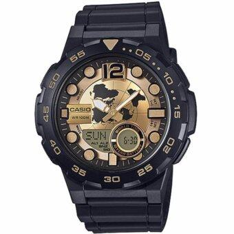 CASIO Standard นาฬิกาข้อมือผู้ชาย สีดำ/ทอง สายเรซิน รุ่น AEQ-100BW-9AVDF CASIO Standard นาฬิกาข้อมือผู้ชาย สีดำ/ทอง สายเรซิน รุ่น AEQ-100BW-9AVDF