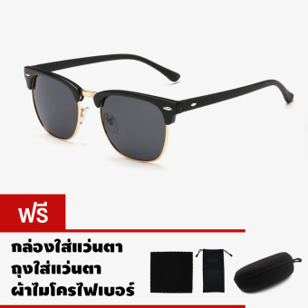 CAZP Sunglasses แว่นกันแดด Classic Clubmaster Style รุ่น 3016 Polarized กรอบดำทอง/เลนส์สีดำ (Black Gold/Black) สวมใส่ได้ทั้งชายและหญิง 51mm CAZP Sunglasses แว่นกันแดด Classic Clubmaster Style รุ่น 3016 Polarized กรอบดำทอง/เลนส์สีดำ (Black Gold/Black) สวมใส่ได้ทั้งชายและหญิง 51mm