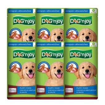 Dog 'n Joyอาหารเปียกสำหรับสุนัข รสไก่เเละเเฮม85ก.แพ็ค6ชิ้น Dog 'n Joyอาหารเปียกสำหรับสุนัข รสไก่เเละเเฮม85ก.แพ็ค6ชิ้น