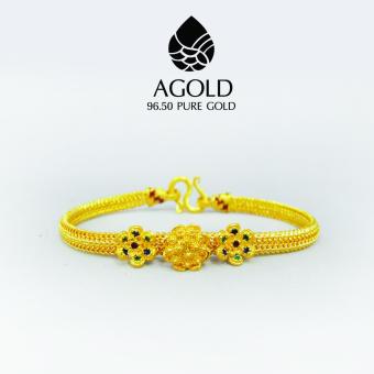 AGOLD ST14 สร้อยข้อมือดอกไม้ลงยาสุโขทัย ทองแท้ 96.50% น้ำหนัก 1 บาท ฟรี กล่องเคร่องประดับ AGOLD ST14 สร้อยข้อมือดอกไม้ลงยาสุโขทัย ทองแท้ 96.50% น้ำหนัก 1 บาท ฟรี กล่องเคร่องประดับ