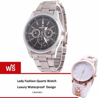 MEGA Calendar Wristwatch ปฏิทินนาฬิกาข้อมือผู้หญิง-ชาย สาย Stainless รุ่น MG0005 (Black/Silver)(ฟรี Lady Fashion Quartz Watch Waterproof Luxury Design)(Silver) MEGA Calendar Wristwatch ปฏิทินนาฬิกาข้อมือผู้หญิง-ชาย สาย Stainless รุ่น MG0005 (Black/Silver)(ฟรี Lady Fashion Quartz Watch Waterproof Luxury Design)(Silver)