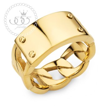 555jewelry แหวน สแตนเลสสตีล - แหวน หน้าเรียบ ลายโซ่ด้านข้างเก๋ไก๋ (สี ทอง) รุ่น MNC-R708-B 555jewelry แหวน สแตนเลสสตีล - แหวน หน้าเรียบ ลายโซ่ด้านข้างเก๋ไก๋ (สี ทอง) รุ่น MNC-R708-B
