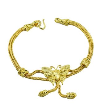 Tfine สร้อยข้อมือสี่เสาผีเสื้อ6.5นิ้วระย้าบัวชุบทองไมครอน (Gold) Tfine สร้อยข้อมือสี่เสาผีเสื้อ6.5นิ้วระย้าบัวชุบทองไมครอน (Gold)