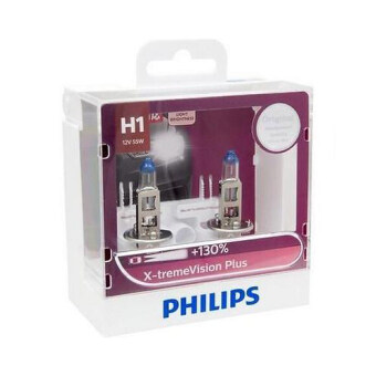 Philips หลอดไฟ หน้า รถยนต์ H1 รุ่น X-TREME Vision Plus Upgrade ความสว่าง +130% เพิ่มระยะ 45 เมตร More light Philips หลอดไฟ หน้า รถยนต์ H1 รุ่น X-TREME Vision Plus Upgrade ความสว่าง +130% เพิ่มระยะ 45 เมตร More light