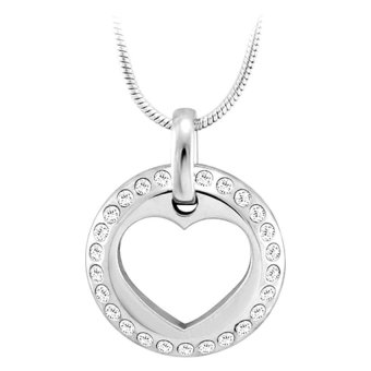 555jewelry จี้วงกลม ด้านในฉลุลายหัวใจ ประดับด้วย CZ รุ่น MNP-012T-A - White/Steel 555jewelry จี้วงกลม ด้านในฉลุลายหัวใจ ประดับด้วย CZ รุ่น MNP-012T-A - White/Steel