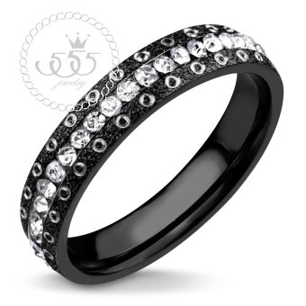 555jewelry แหวนหน้ากว้าง รอบวงทำ Cutting ลายวงกลม ประดับด้วย CZ สีขาวรอบวง รุ่น MNC-R164-D (Black) 555jewelry แหวนหน้ากว้าง รอบวงทำ Cutting ลายวงกลม ประดับด้วย CZ สีขาวรอบวง รุ่น MNC-R164-D (Black)