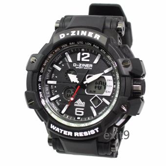 D-ZINER นาฬิกาข้อมือผู้ชาย สายซิลิโคน รุ่นDZ-8090 (ดำ)ขอบขาวเข็มแดง D-ZINER นาฬิกาข้อมือผู้ชาย สายซิลิโคน รุ่นDZ-8090 (ดำ)ขอบขาวเข็มแดง