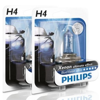 Philips หลอดไฟหน้า H4 รุ่น Blue Vision Ultra 12V 60/55W (แพ็คคู่) Philips หลอดไฟหน้า H4 รุ่น Blue Vision Ultra 12V 60/55W (แพ็คคู่)