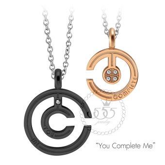 555jewelry จี้คู่พร้อมสร้อยคอ ดีไซน์สวย รุ่น MNP-154TD-155TC - สี ดำ-พิ้งโกลด์ จี้ชาย จี้หญิง จี้คู่รัก ดีไซน์Unisex 555jewelry จี้คู่พร้อมสร้อยคอ ดีไซน์สวย รุ่น MNP-154TD-155TC - สี ดำ-พิ้งโกลด์ จี้ชาย จี้หญิง จี้คู่รัก ดีไซน์Unisex
