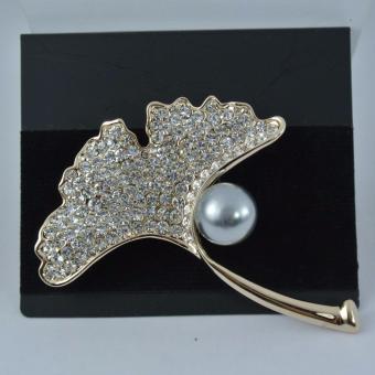 Pearl Jewelry เข็มกลัดชุดดำ ใบไม้มุกเทา PB1(Gold) Pearl Jewelry เข็มกลัดชุดดำ ใบไม้มุกเทา PB1(Gold)