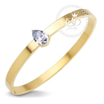 555jewelry กำไลข้อมือ ประดับ CZ หยดน้ำ สี ทอง รุ่น MNC-BG257-B - กำไลข้อมือดีไซน์เรียบ สแตนเลสสตีล 555jewelry กำไลข้อมือ ประดับ CZ หยดน้ำ สี ทอง รุ่น MNC-BG257-B - กำไลข้อมือดีไซน์เรียบ สแตนเลสสตีล