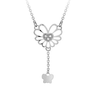 555jewelry จี้พร้อมสร้อย สแตนเลสสตีล - จี้ดีไซน์สวยรูปดอกไม้ (สี ขาว-สตีล) 555jewelry จี้พร้อมสร้อย สแตนเลสสตีล - จี้ดีไซน์สวยรูปดอกไม้ (สี ขาว-สตีล)
