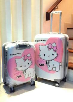 Tonkoon shop กระเป๋าเดินทางล้อลาก ลายแมวน้อย happy สีชมพู ขนาด 24 นิ้ว Tonkoon shop กระเป๋าเดินทางล้อลาก ลายแมวน้อย happy สีชมพู ขนาด 24 นิ้ว