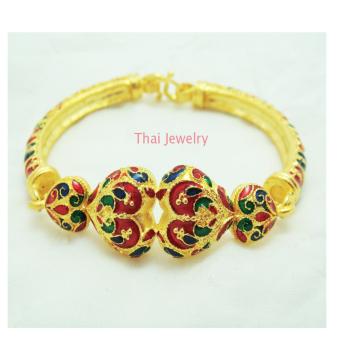 Thai Jewelry สร้อย กำไลข้อมือ ทองลงยา สุโขทัย งานทองชุบไมครอน ชุบเศษทองคำแท้ 96.5% น้ำหนัก 2 บาท ขนาด 6.5 นิ้ว Thai Jewelry สร้อย กำไลข้อมือ ทองลงยา สุโขทัย งานทองชุบไมครอน ชุบเศษทองคำแท้ 96.5% น้ำหนัก 2 บาท ขนาด 6.5 นิ้ว