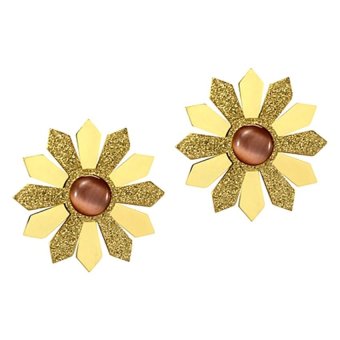555jewelry ต่างหูแบบก้านเสียบ รูปทรงดอกไม้ รุ่น MNC-ER304-B - Yellow Gold 555jewelry ต่างหูแบบก้านเสียบ รูปทรงดอกไม้ รุ่น MNC-ER304-B - Yellow Gold