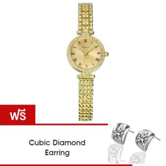 Kimio นาฬิกาข้อมือผู้หญิง สายสแตนเลส สีทอง รุ่น KW6015 แถมฟรีต่างหู Cubic Diamond Kimio นาฬิกาข้อมือผู้หญิง สายสแตนเลส สีทอง รุ่น KW6015 แถมฟรีต่างหู Cubic Diamond