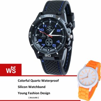 MEGA Sport Quartz Fashion F1 Racing Military Army Wristwatches หรูหรานาฬิกาข้อมือ สายหนัง กันน้ำ รุ่น MG0017 (Blue)(ฟรี Colorful Quartz Waterproof Silicon Strap Young Fashion Watch)(Black) MEGA Sport Quartz Fashion F1 Racing Military Army Wristwatches หรูหรานาฬิกาข้อมือ สายหนัง กันน้ำ รุ่น MG0017 (Blue)(ฟรี Colorful Quartz Waterproof Silicon Strap Young Fashion Watch)(Black)