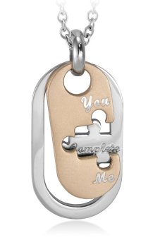 555jewelry จี้คู่รักสุดหวานลายฉลุรูปจิ๊กซอว์ รุ่น MNP-152T-C-ARZ สี Steel/Pink Gold 555jewelry จี้คู่รักสุดหวานลายฉลุรูปจิ๊กซอว์ รุ่น MNP-152T-C-ARZ สี Steel/Pink Gold